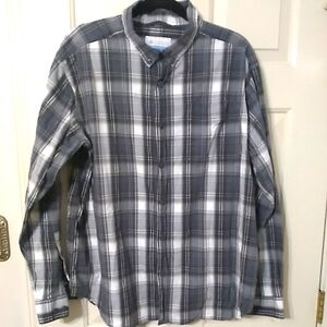 Columbia Shirt Button Down Gray Plaid Long Sleeve Mens XL